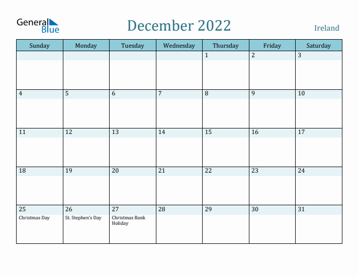 December 2022 Calendar with Holidays