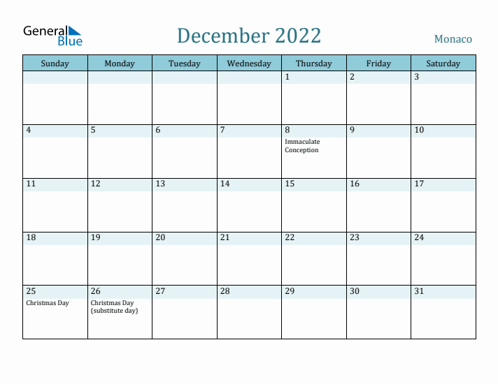 December 2022 Calendar with Holidays