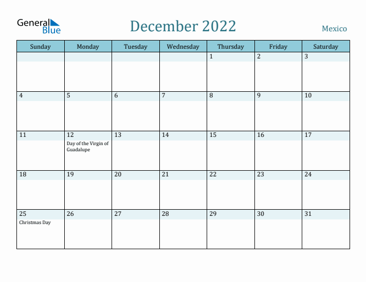 December 2022 Calendar with Holidays