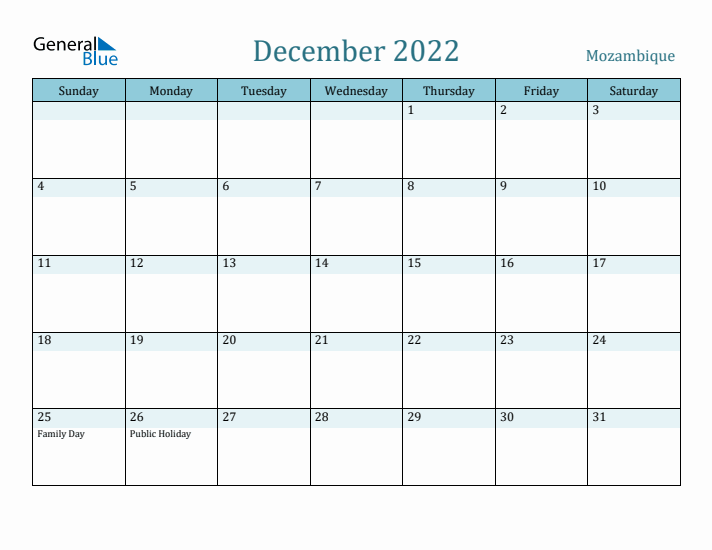 December 2022 Calendar with Holidays