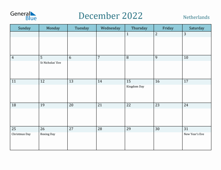 December 2022 Calendar with Holidays