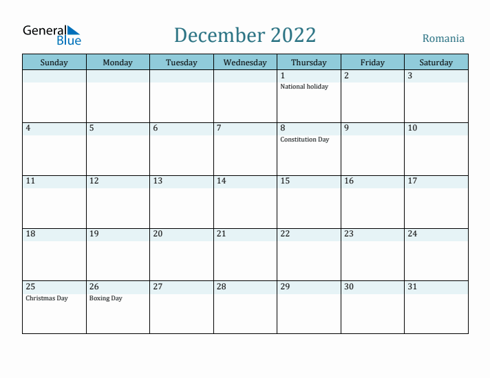 December 2022 Calendar with Holidays