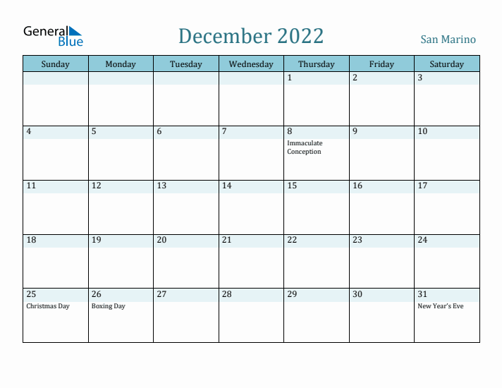 December 2022 Calendar with Holidays