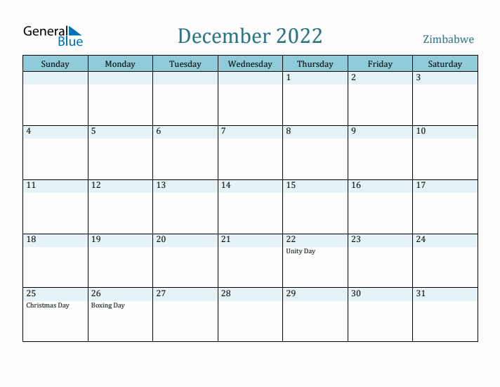 December 2022 Calendar with Holidays