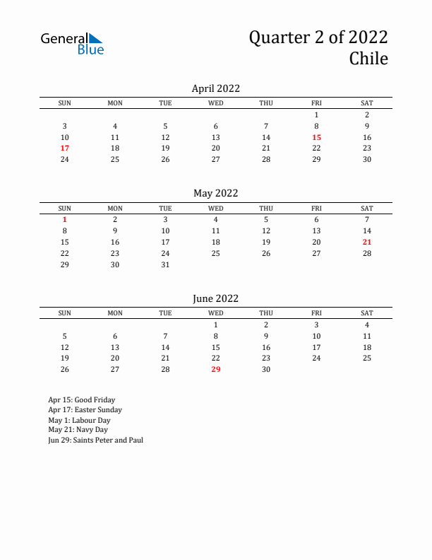 Quarter 2 2022 Chile Quarterly Calendar