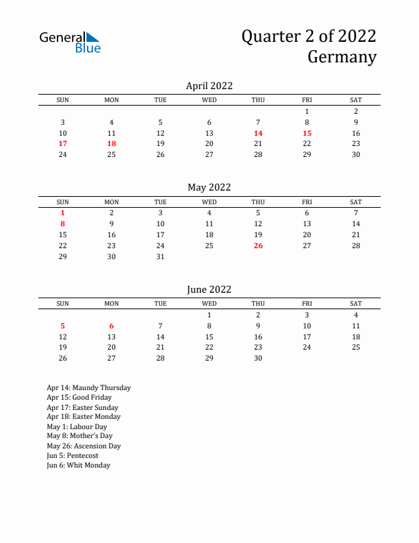 Quarter 2 2022 Germany Quarterly Calendar