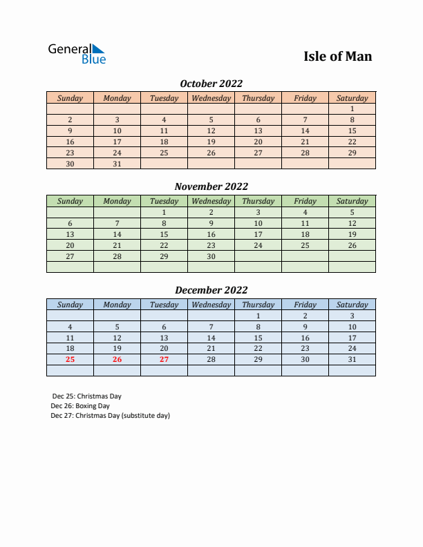 Q4 2022 Holiday Calendar - Isle of Man