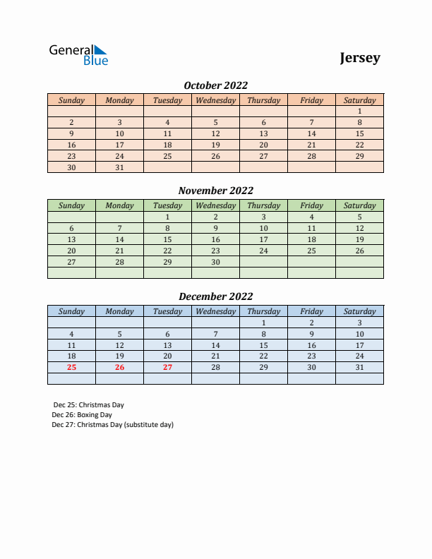 Q4 2022 Holiday Calendar - Jersey