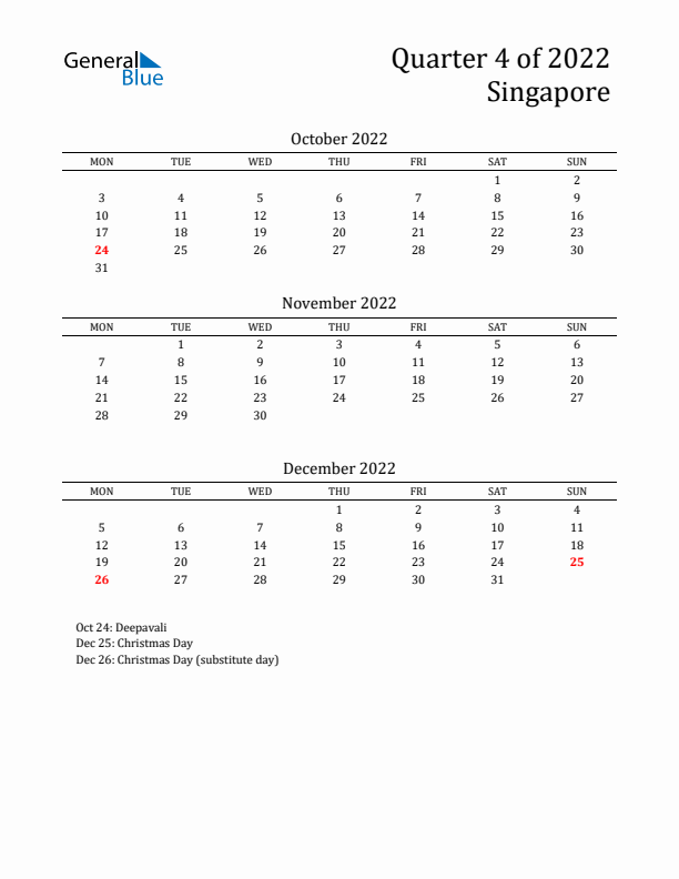 Quarter 4 2022 Singapore Quarterly Calendar