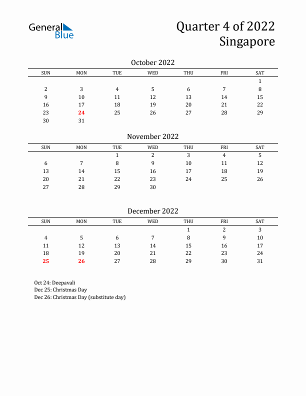 Quarter 4 2022 Singapore Quarterly Calendar