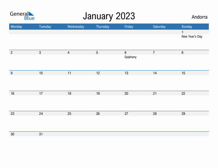 Fillable January 2023 Calendar