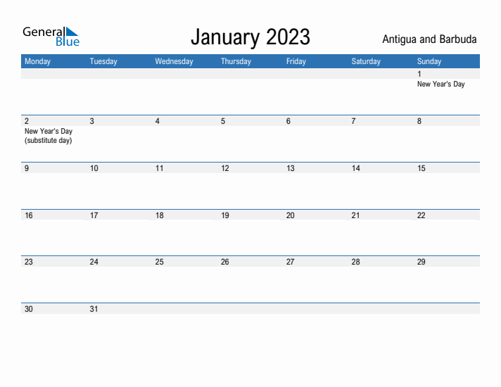 Fillable January 2023 Calendar