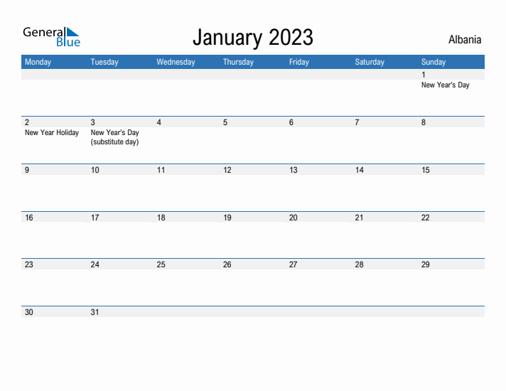 Fillable January 2023 Calendar