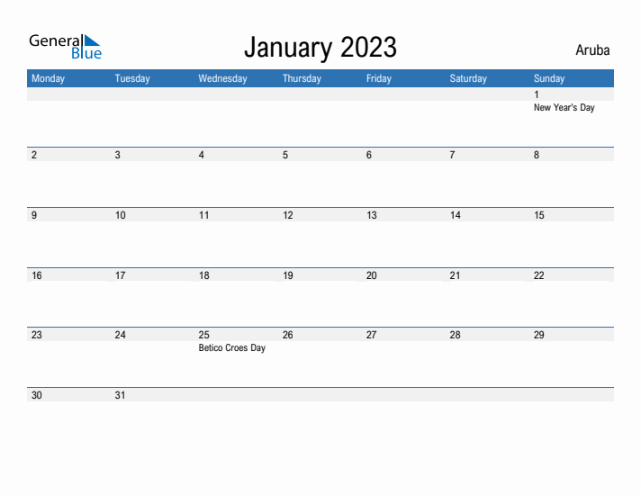 Fillable January 2023 Calendar