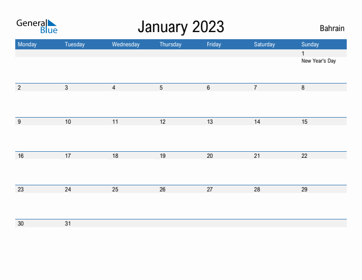 Fillable January 2023 Calendar