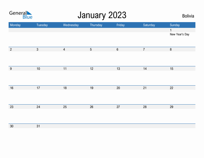 Fillable January 2023 Calendar