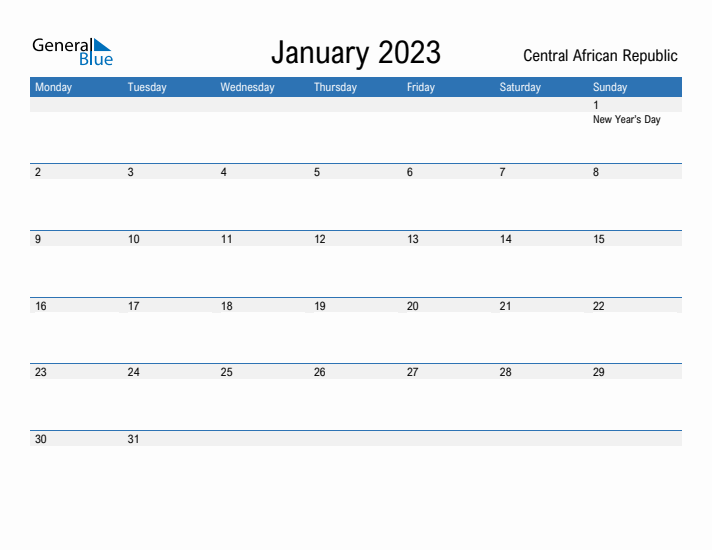 Fillable January 2023 Calendar