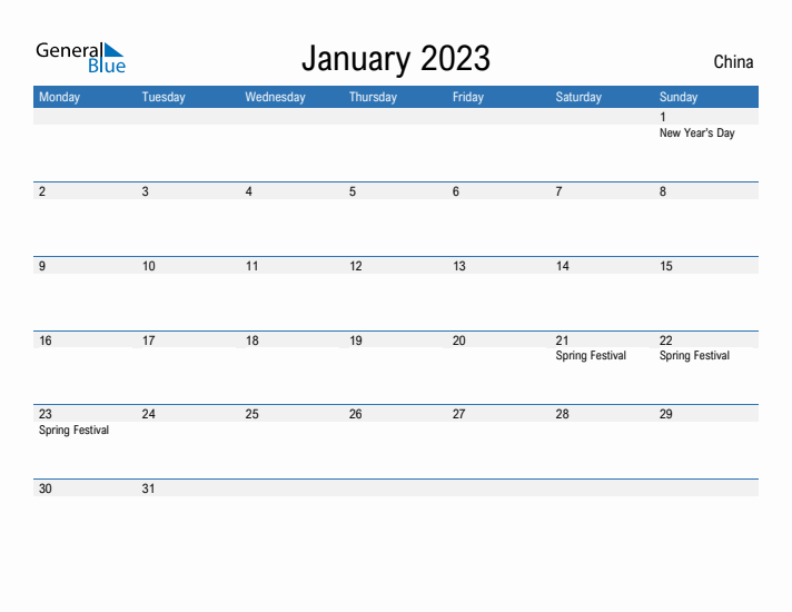 Fillable January 2023 Calendar