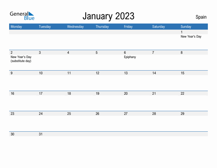 Fillable January 2023 Calendar