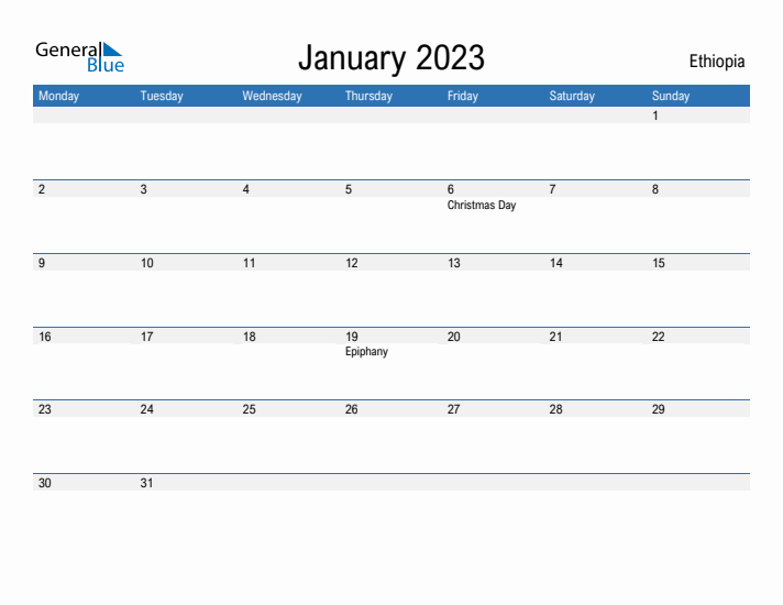 Fillable January 2023 Calendar