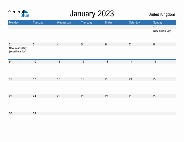 Fillable January 2023 Calendar