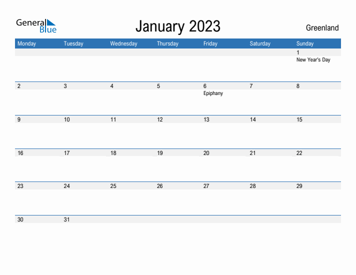 Fillable January 2023 Calendar