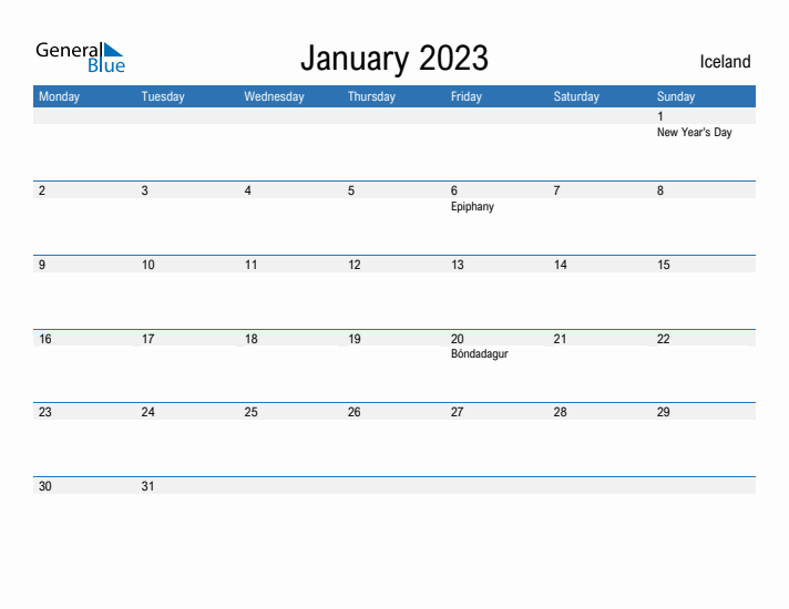 Fillable January 2023 Calendar