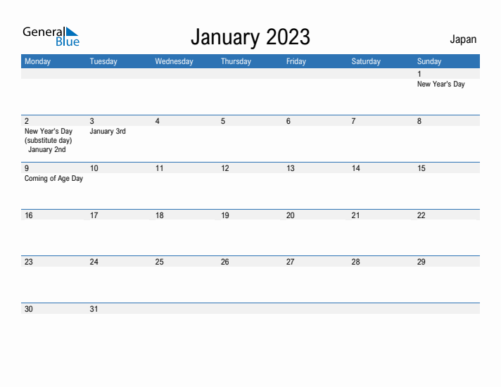 Fillable January 2023 Calendar