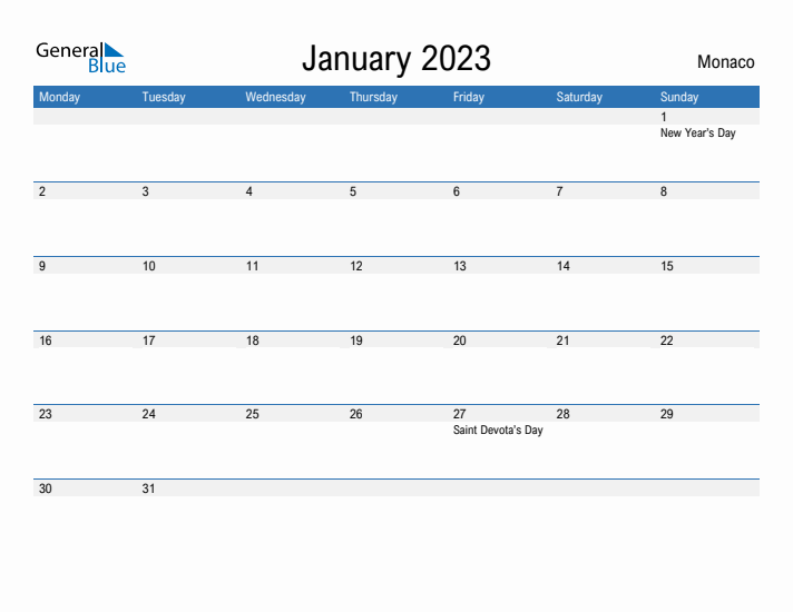 Fillable January 2023 Calendar