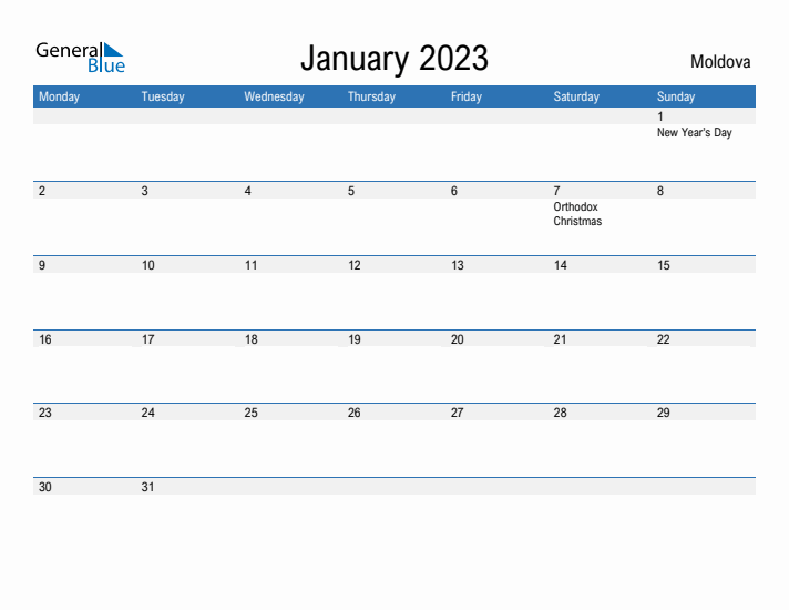 Fillable January 2023 Calendar