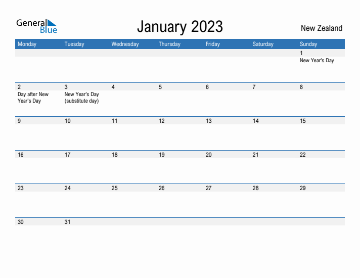 Fillable January 2023 Calendar