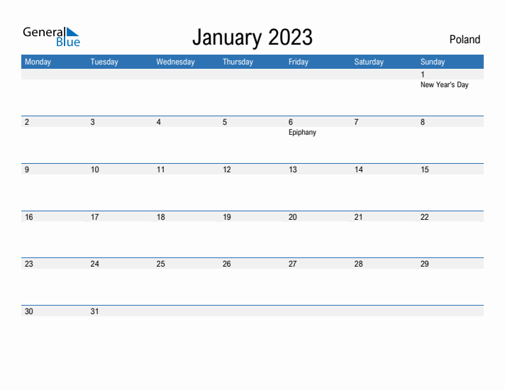 Fillable January 2023 Calendar