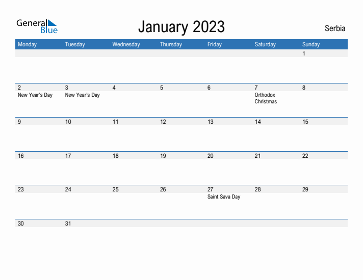 Fillable January 2023 Calendar