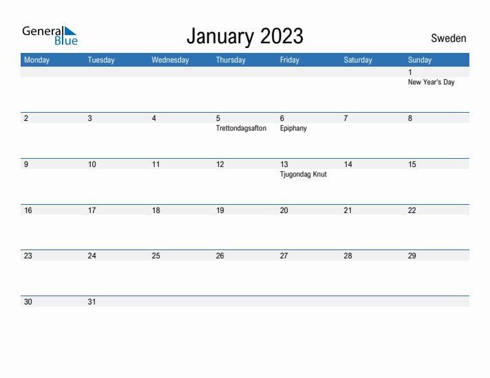 Fillable January 2023 Calendar