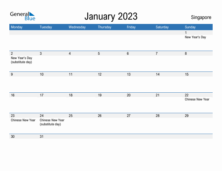 Fillable January 2023 Calendar