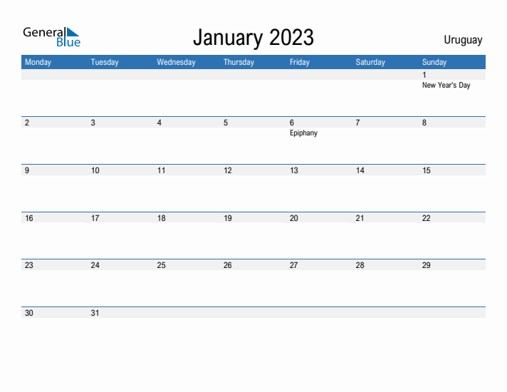 Fillable January 2023 Calendar