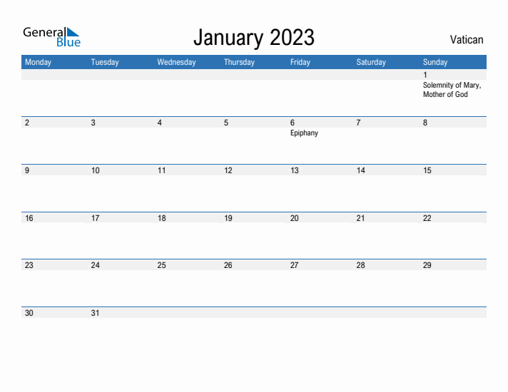 Fillable January 2023 Calendar