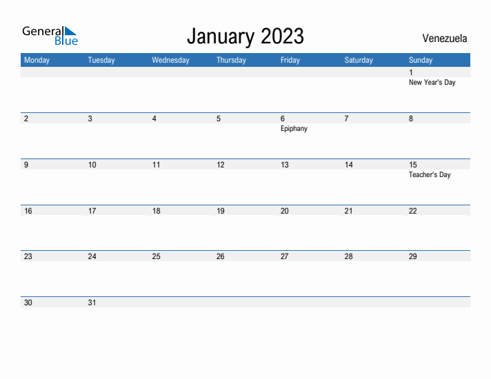 Fillable January 2023 Calendar