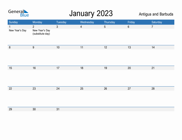 Fillable January 2023 Calendar