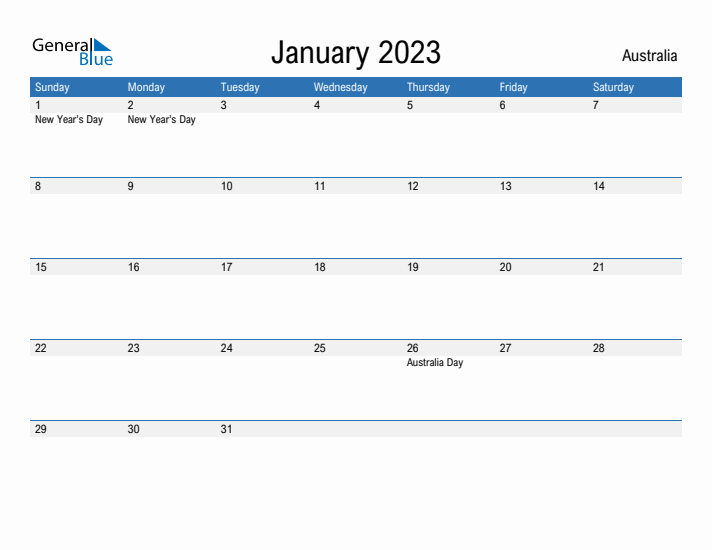 Fillable January 2023 Calendar