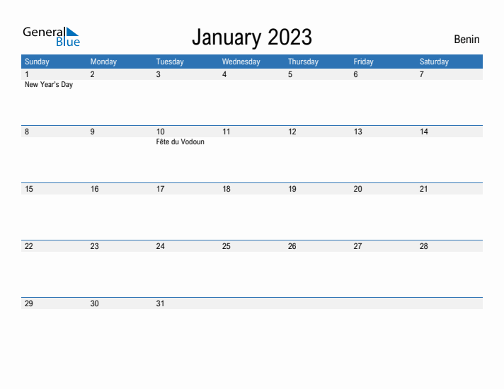 Fillable January 2023 Calendar