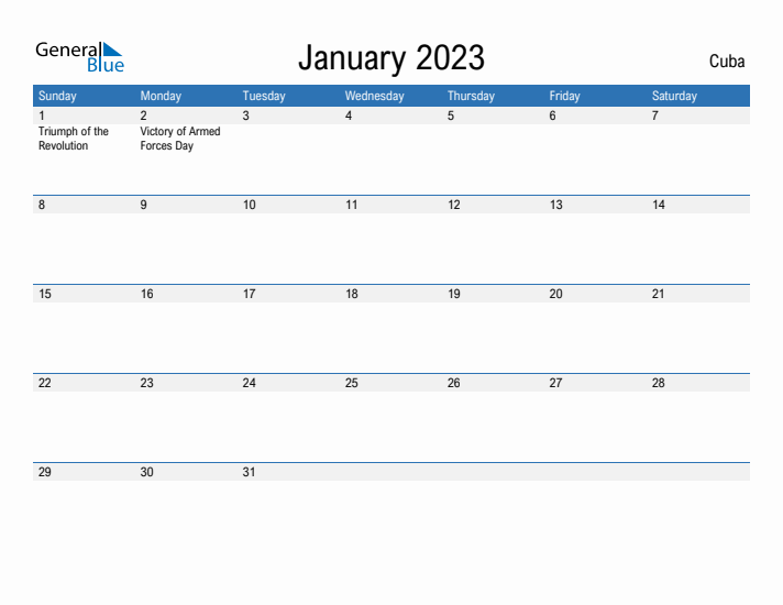 Fillable January 2023 Calendar