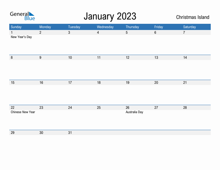 Fillable January 2023 Calendar