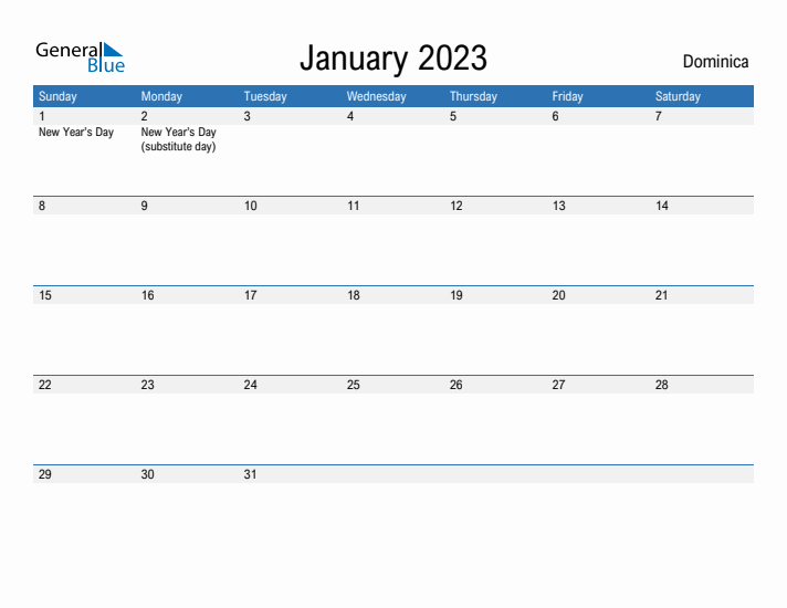 Fillable January 2023 Calendar