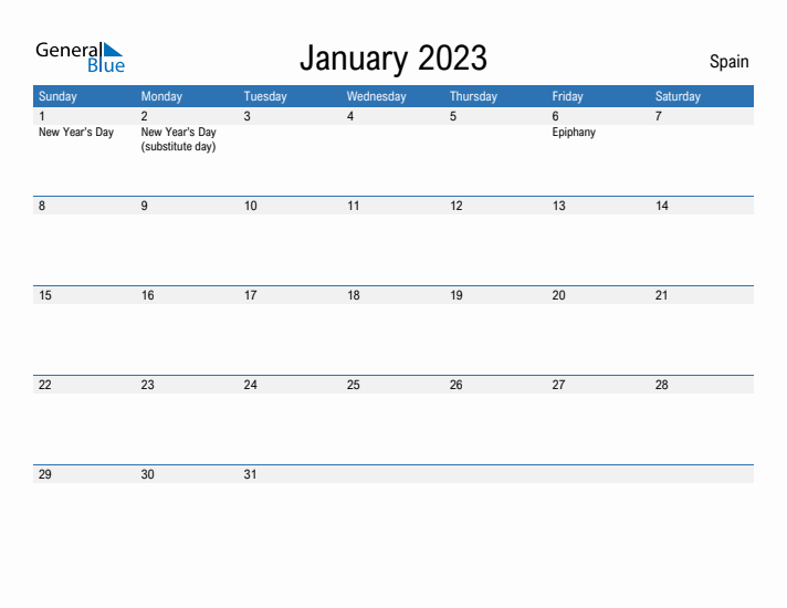 Fillable January 2023 Calendar