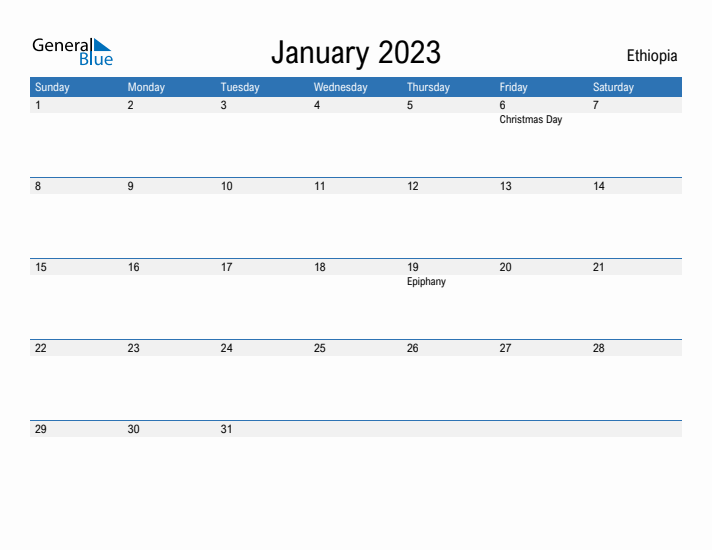 Fillable January 2023 Calendar