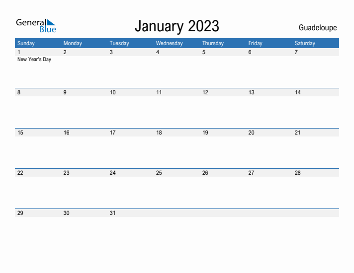 Fillable January 2023 Calendar