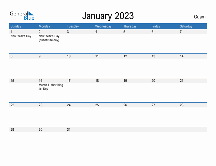 Fillable January 2023 Calendar