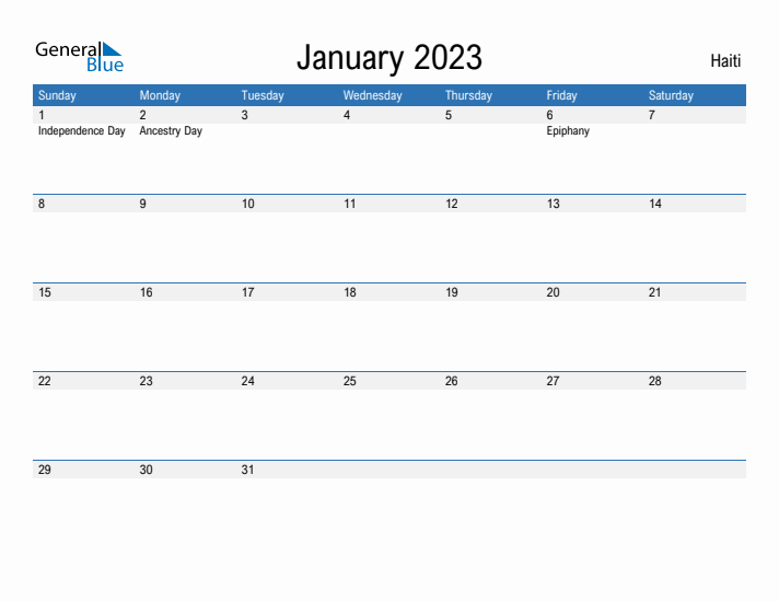 Fillable January 2023 Calendar