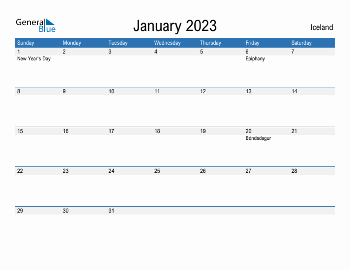 Fillable January 2023 Calendar